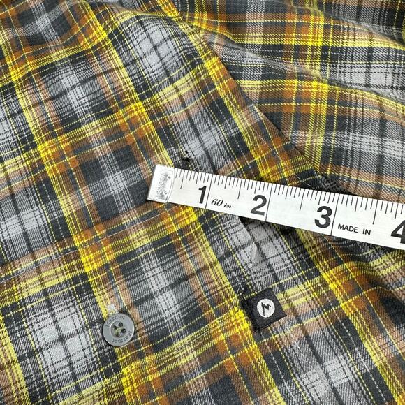 Marmot Shirt Mens Small Gray Yellow Plaid Casual Button Up Hiking Active Trail - Picture 8 of 9